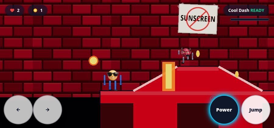 Brimstone Pit gameplay — running and stomping villains in Emoji Game: Stomp & Run