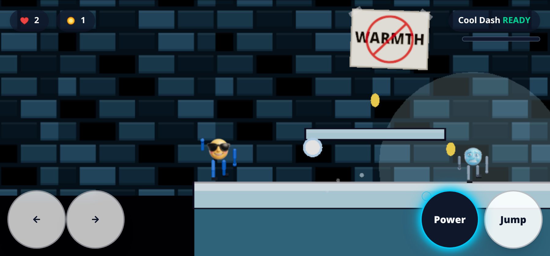 Frozen Caverns gameplay — running and stomping villains in Emoji Game: Stomp & Run